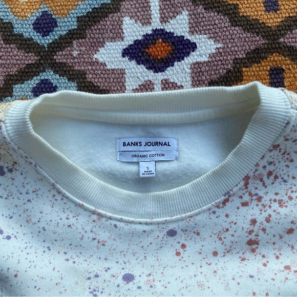 Banks Journal Spray Fleece – Off White Splatter Paint Organic Cotton Size Small - Picture 4 of 10
